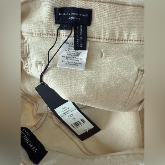 VERONICA BEARD Beverly Patch-Pocket Skinny Flare Jeans in Ecru - Picture 9 of 10